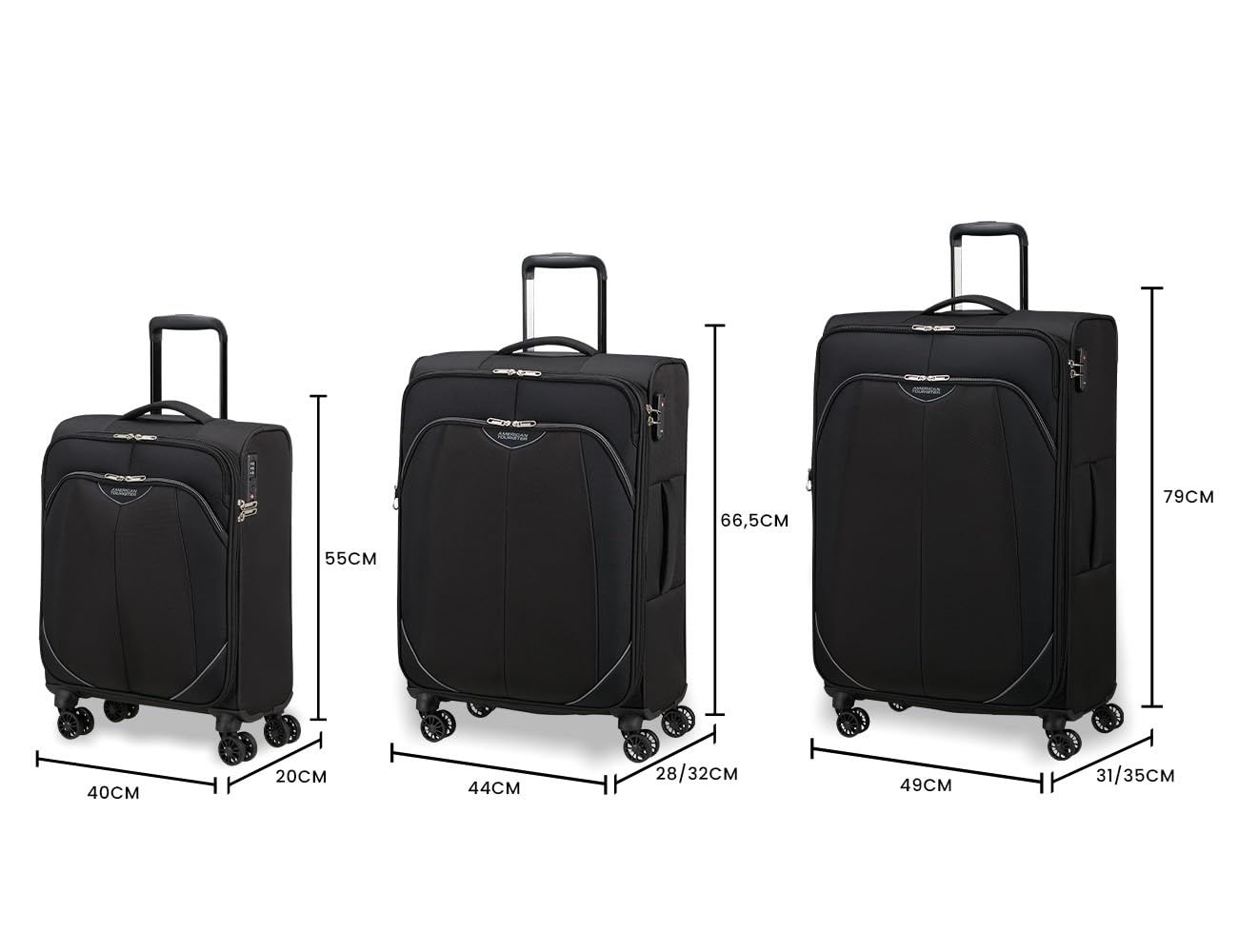 american-tourister-poproll-set-de-3-valises-souples-s-m-l-trolleys-l-gers-extens image 2